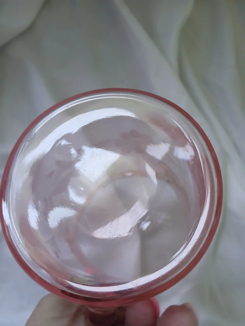 Pink Floral Etched Glass  w/ Handle, 8 oz, 5 in Tall Decorative